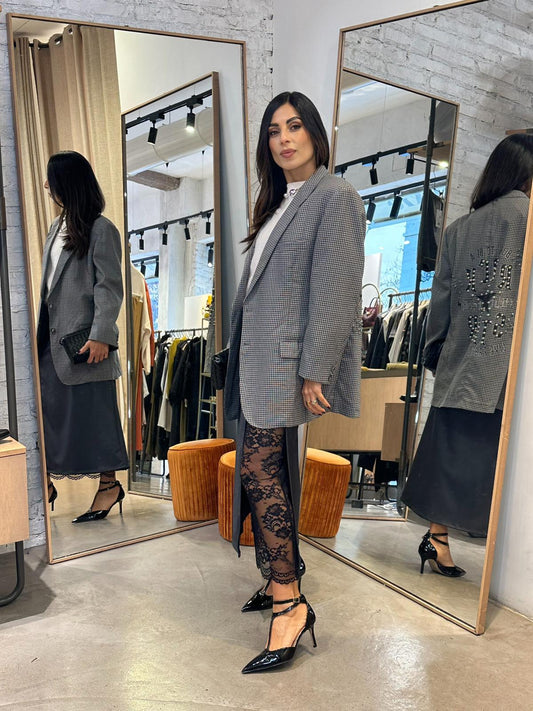 Blazer over vintage con stampa glitterata sul retro