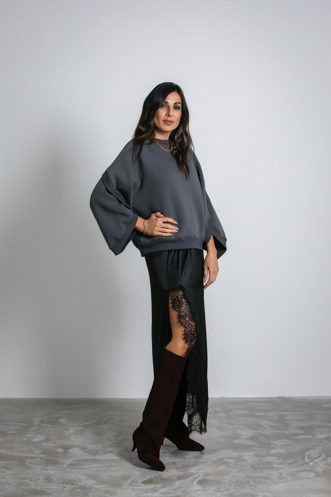 Gonna lunga con bordo in pizzo floreale